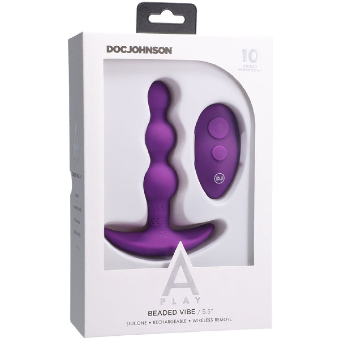 BEADED VIBE - Rechargeable Silicone Anal Plug With Remote - Black Doc Johnson