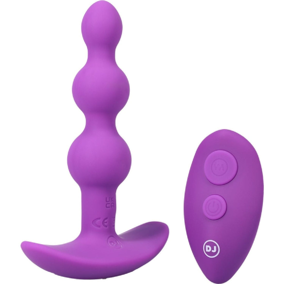 BEADED VIBE - Rechargeable Silicone Anal Plug With Remote - Black Doc Johnson