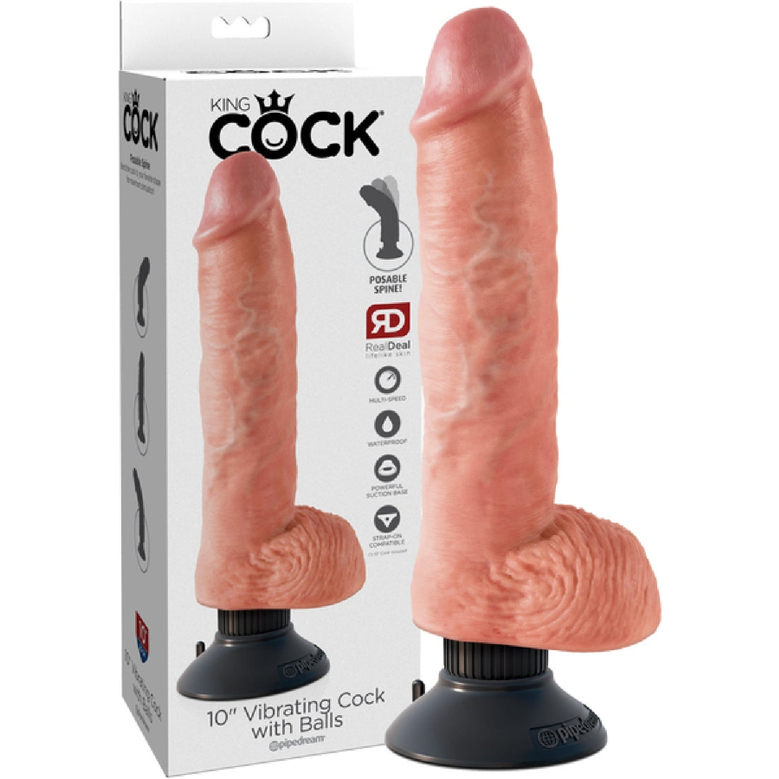 10" Vibrating Cock With Balls Pipedreams