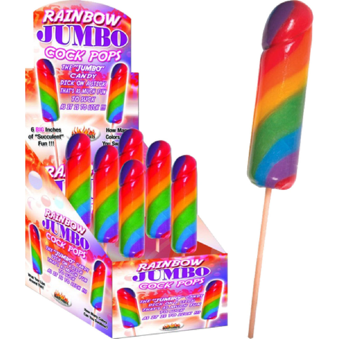 Jumbo Rainbow Cock Pops Hott Products Unlimited