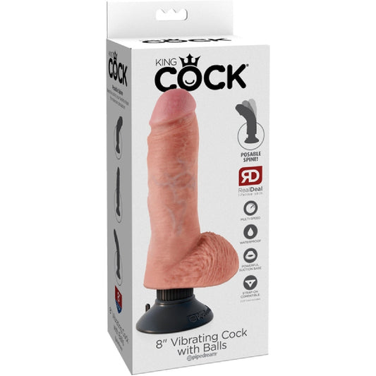 8" Vibrating Cock With Balls Pipedreams